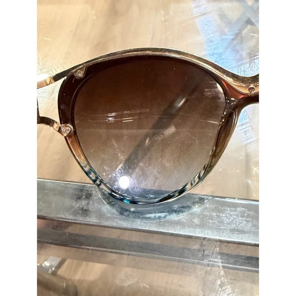 Jessica Simpson Brown Gradient Oversized Round Sunglasses BRN Gold Trim